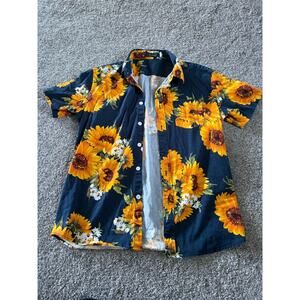 Mens medium Xi Peng button front Sunflower shirt